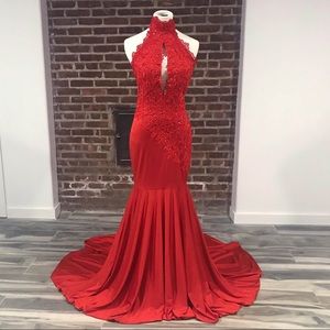 New Sz8 Red Mermaid Evening Prom Dress